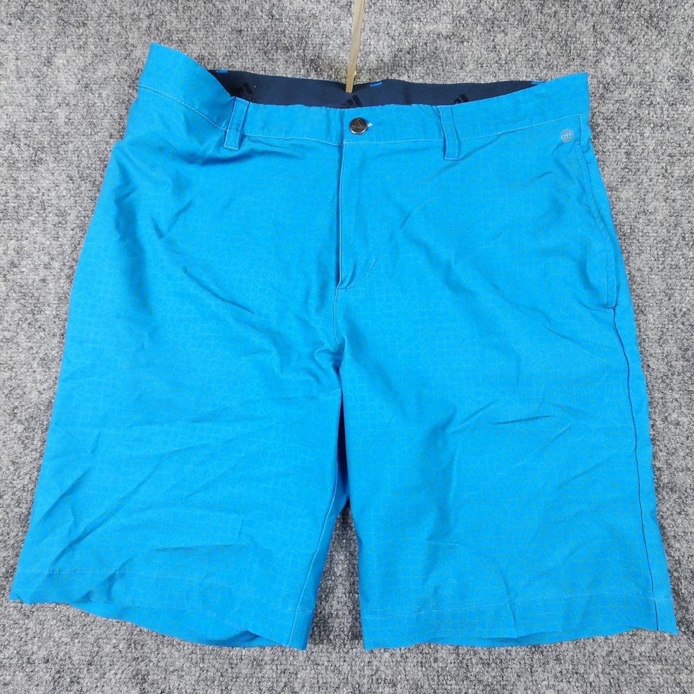 Adidas Golf Mens Blue Geometric Print Performance Stretch Shorts Size 32